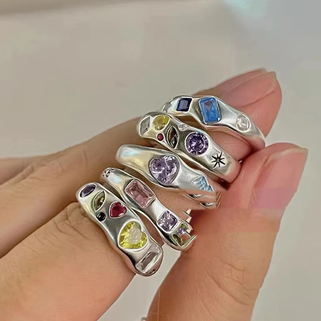 Sweet Small Colored Love Zircon Ring