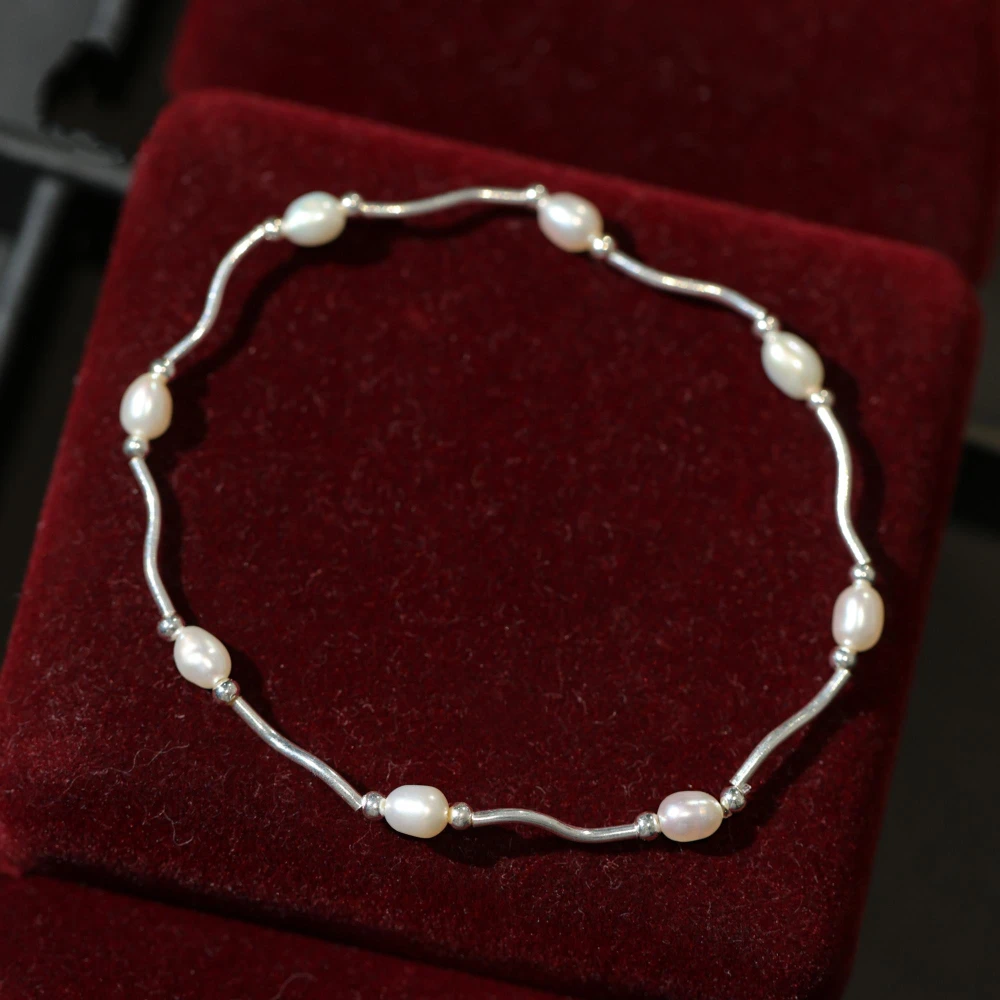 Natural Single-ring Freshwater Pearl String Wave Shape