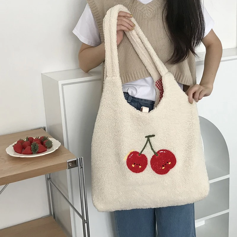 Thickened Plush Japanese Lazy Style Handbag