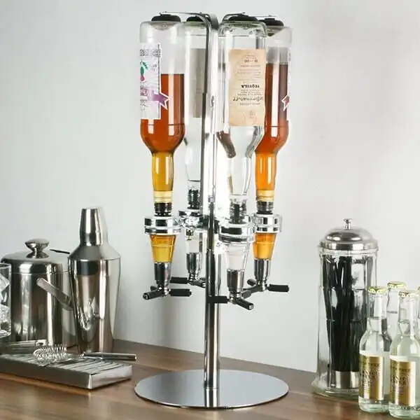 4-head Rotating Wine Dispenser Liquor Divider Vertical Stainless Steel