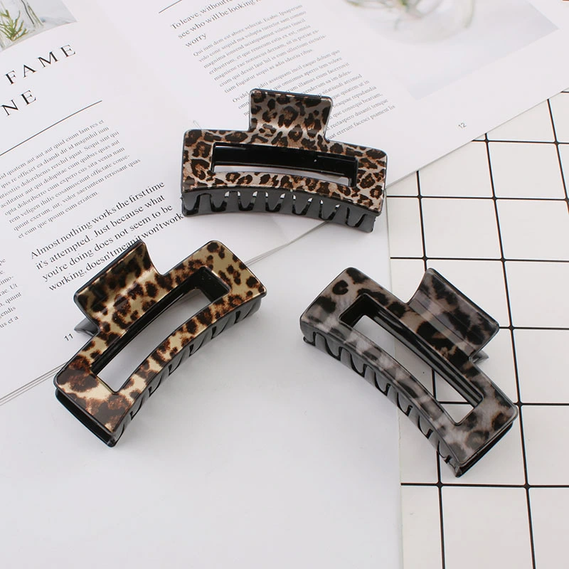 Women's Fashion Vintage Leopard Print Square Hair Clip