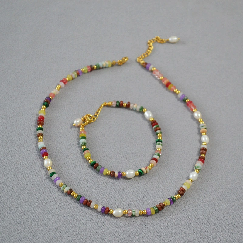 Natural Colored Stone Beaded Necklace