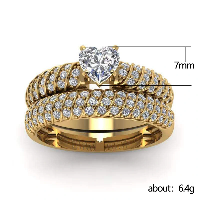 Women's Fashion Alloy Gold Plated Rhinestone Wedding Ring