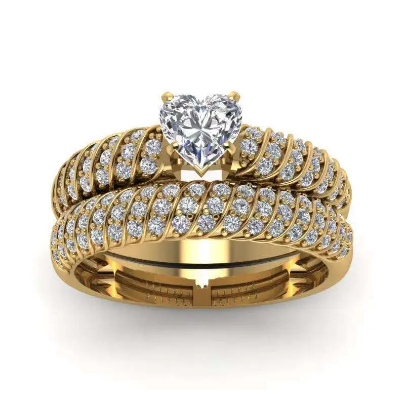 Women's Fashion Alloy Gold Plated Rhinestone Wedding Ring