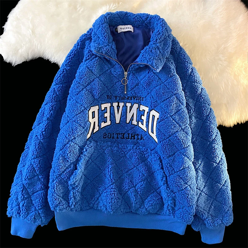 Women's Temperament Fashion Vintage Half-zip Lambswool Jacket