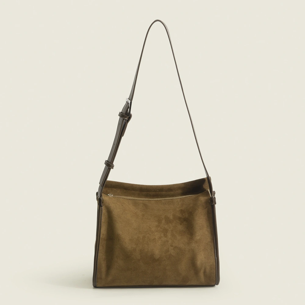 Vintage Suede Commuter One Shoulder Bucket Bag