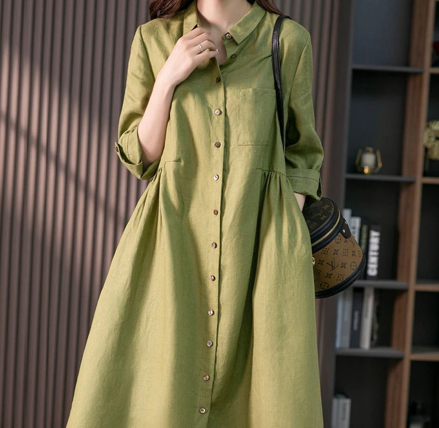 Loose Fitting Cotton Linen Dress
