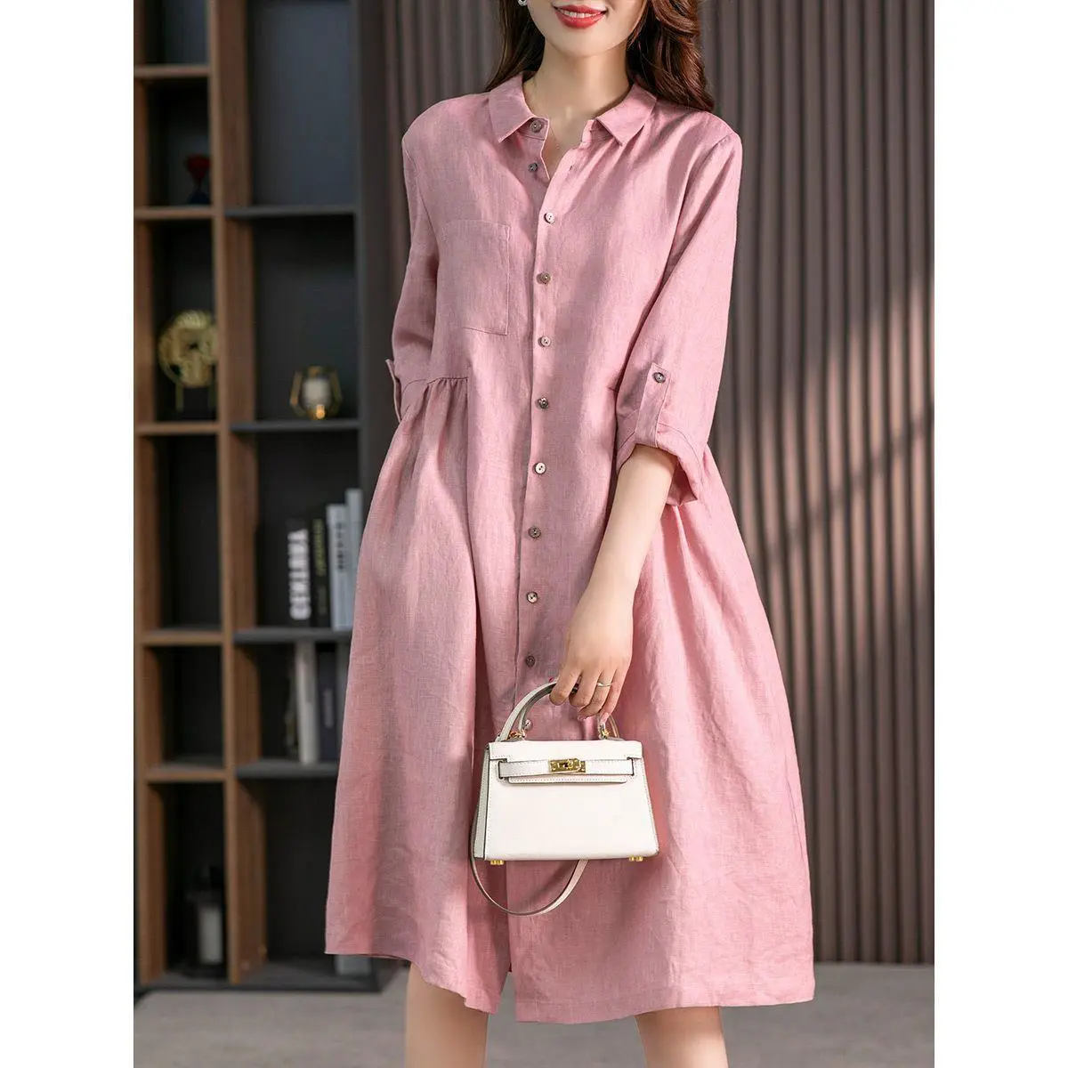 Loose Fitting Cotton Linen Dress