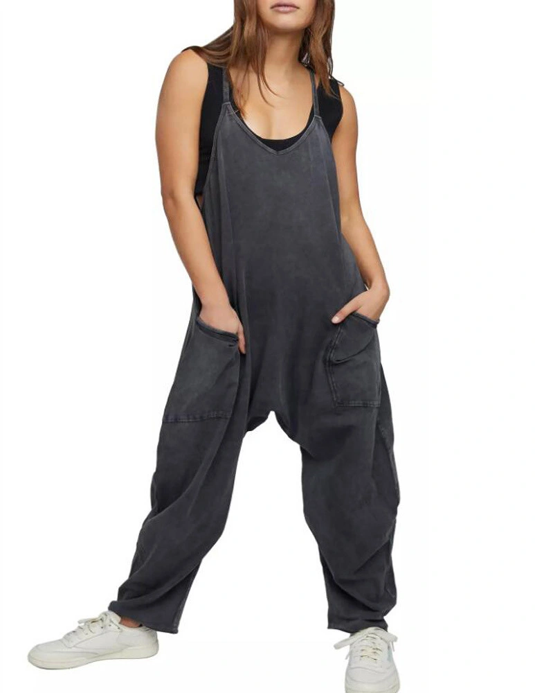 2023 hot style zipper pocket suspenders trousers jumpsuit overalls