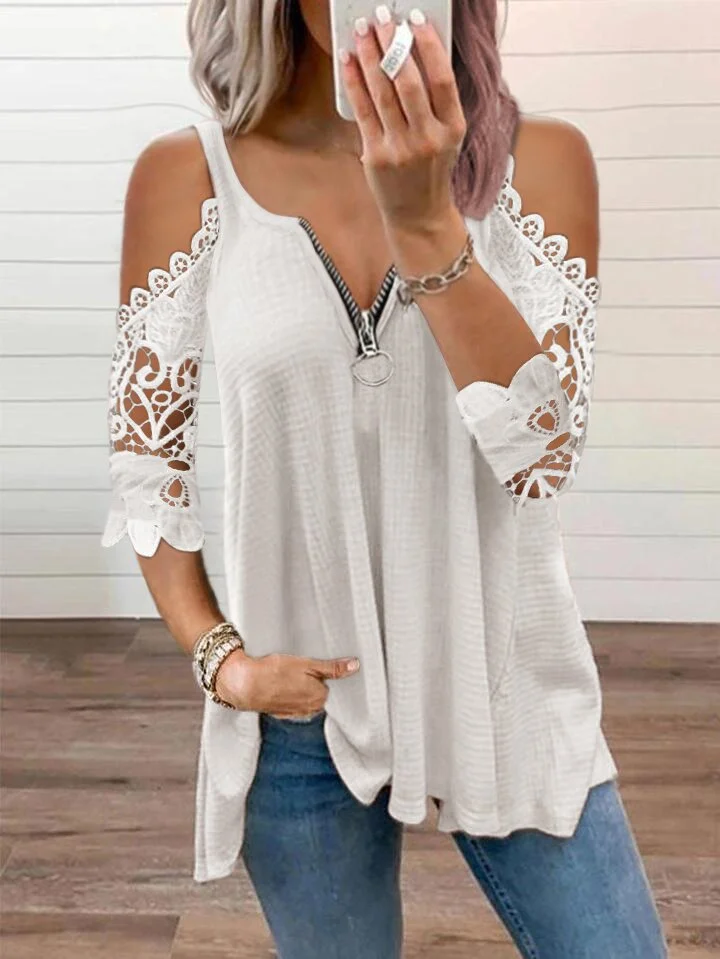 2023 New Explosives Hanging Strap Hollow Lace Sleeve Knitted Tank Top for Women