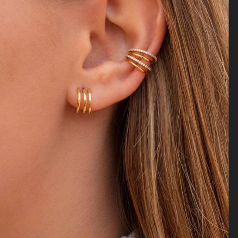 Three-layer Cutout C-shaped Earrings