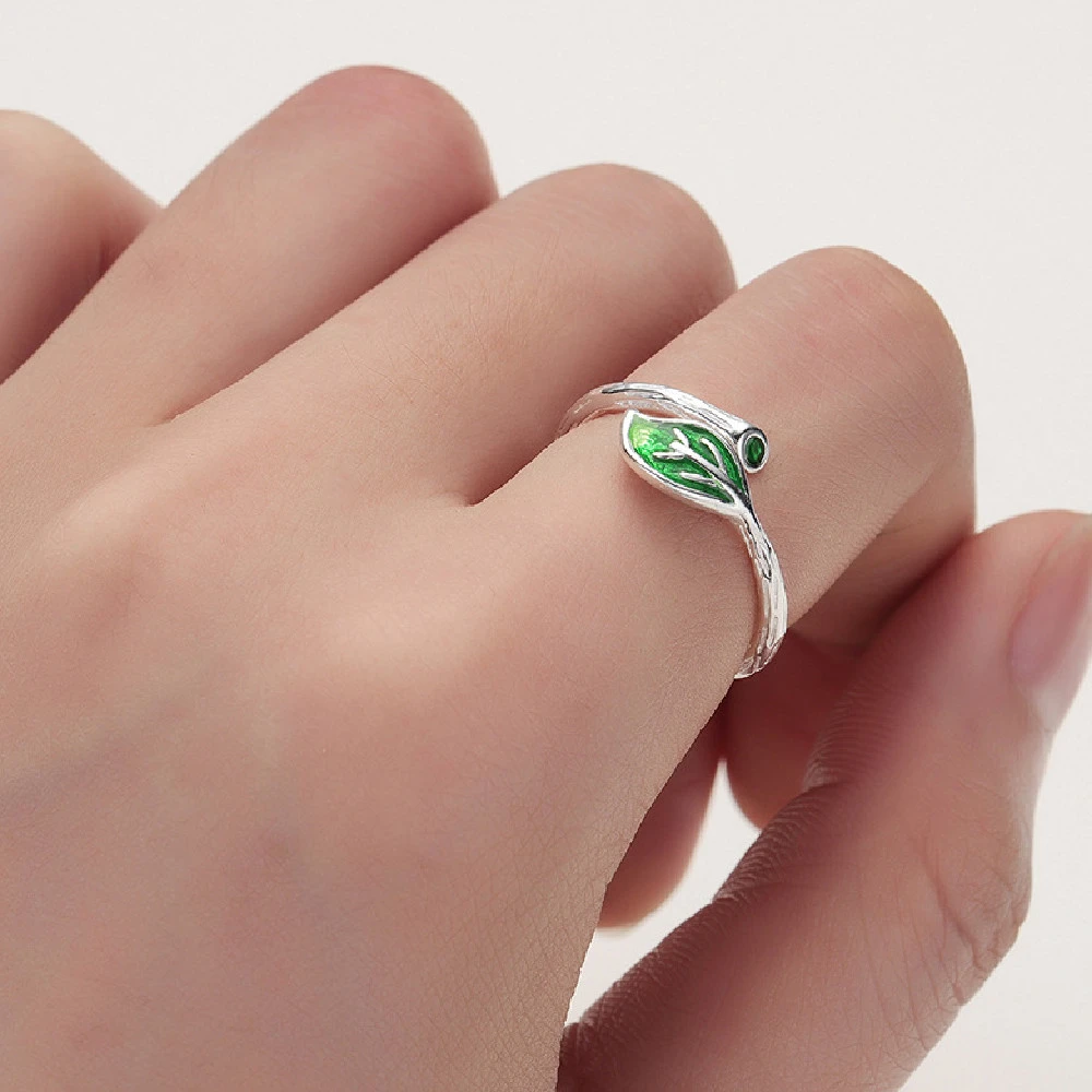 Fashion Twig Green Leaf Ring