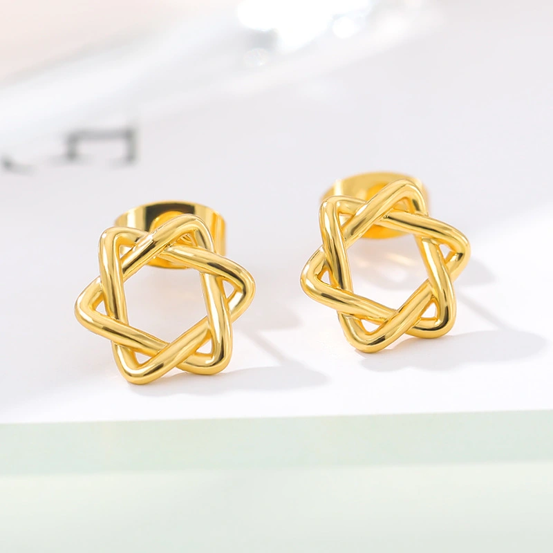 Stainless Steel Stud Earrings Fashion Jewelry Bohemian Hexagonal Star