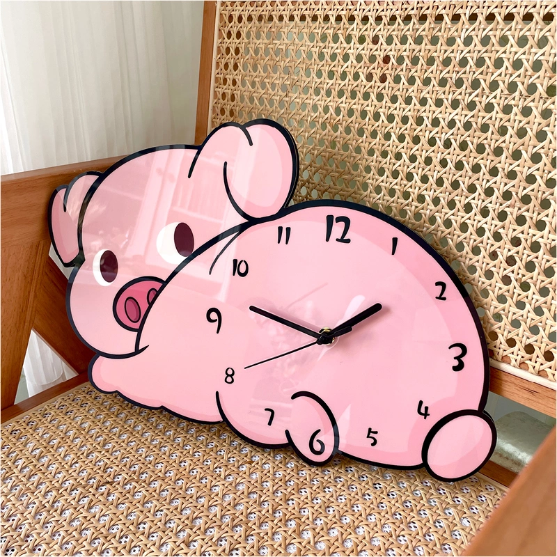 Creative Cartoon Cute Lying Piggy Shape Decorative Wall Clock