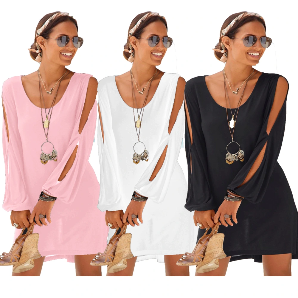 New Dress Deep V Neck Loose Off Shoulder Long Sleeve Casual Beach Dress