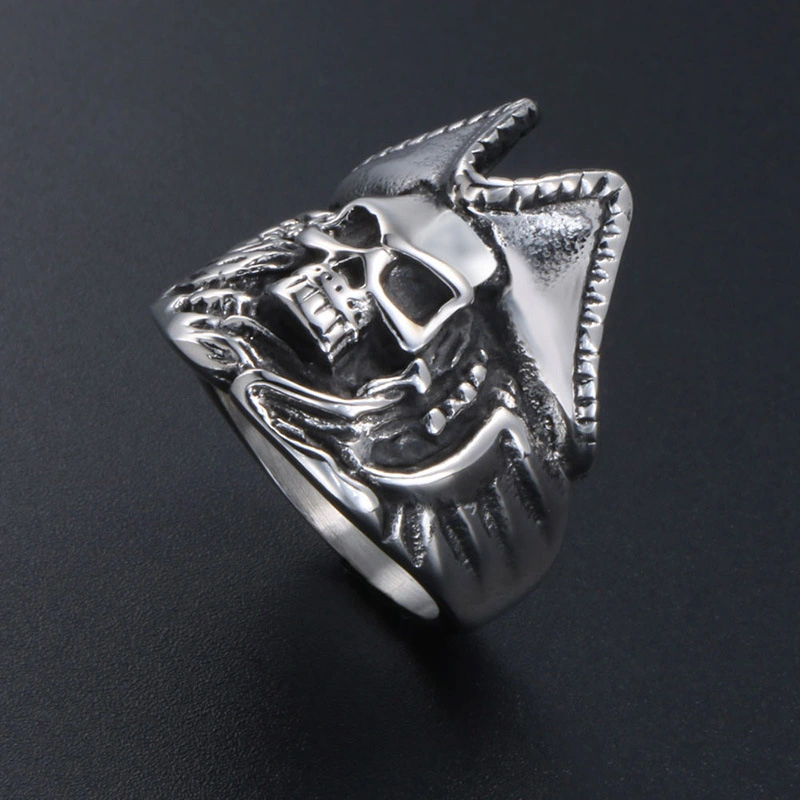 Old Devil Skull Titanium Steel Ring