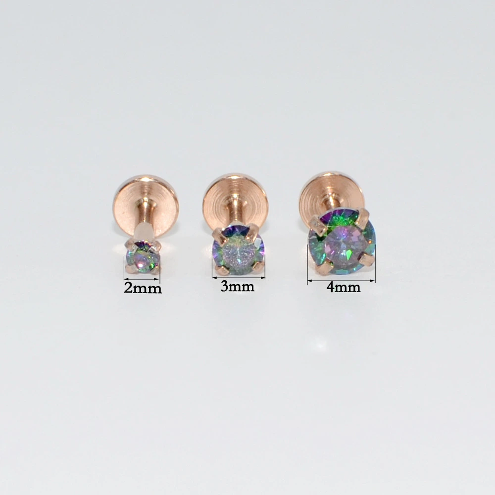 Women's Fashion Stainless Steel Catch Zirconia Lip Studs