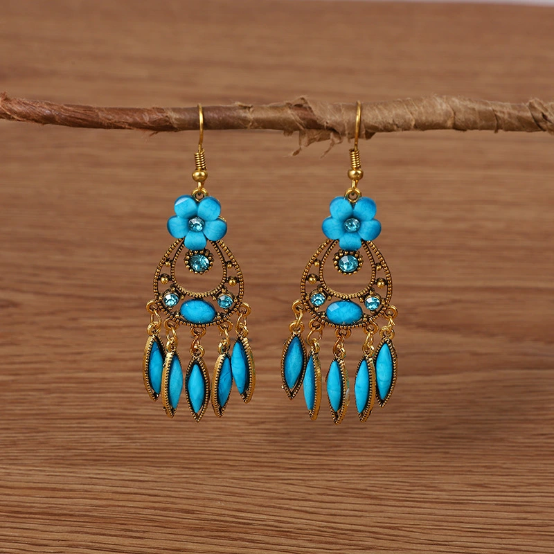 Creative Style Fashion Vintage Alloy Gem Earrings Eardrops