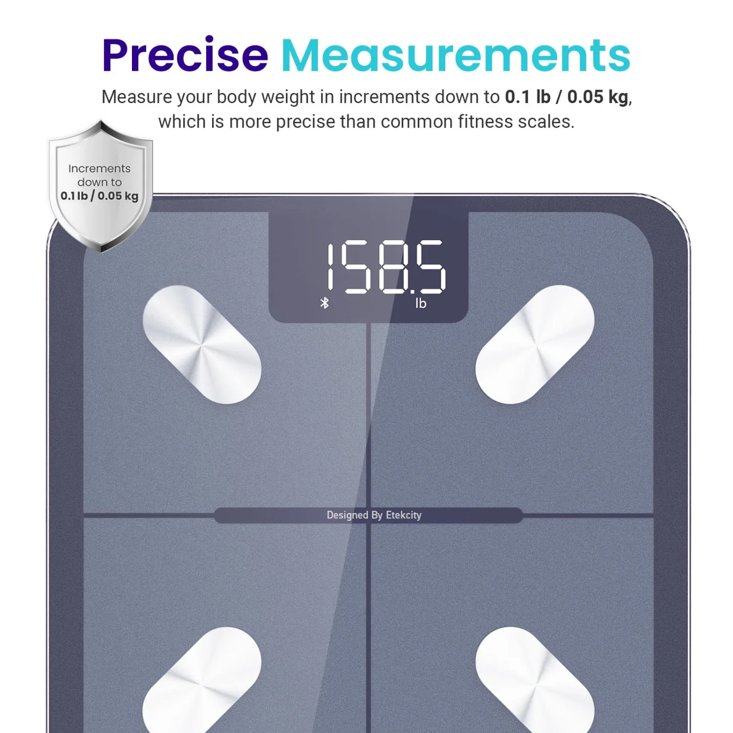 Etekcity Smart Scale for Body Weight and Fat Percentage, Digital Bathroom Accurate Weighing Machine for People's BMI Muscle, Bluetooth Electronic Body Composition Monitor Syncs with App, 400lb