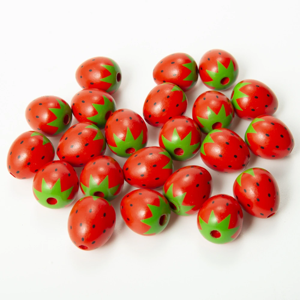 Strawberry Colorful Wood Beads Hemp Rope Flow Hematoxy String DIY Accessories