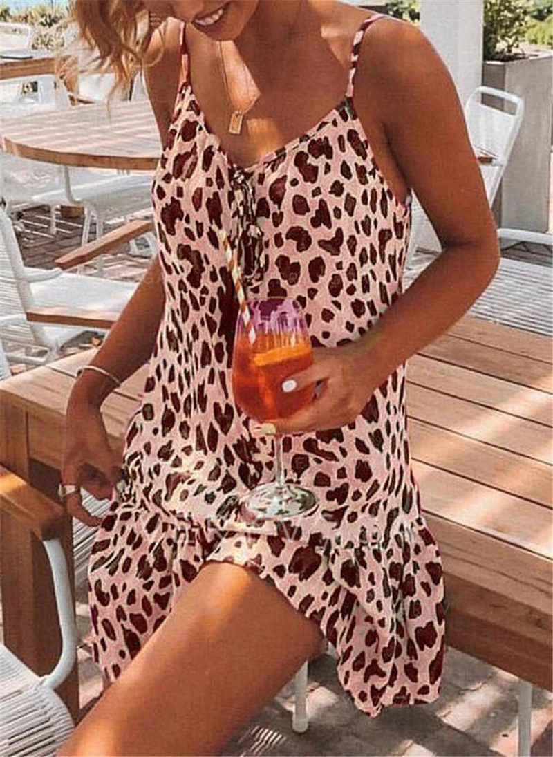 Independent Station Leopard Print Temperament Camisole Dress Women's Clothing