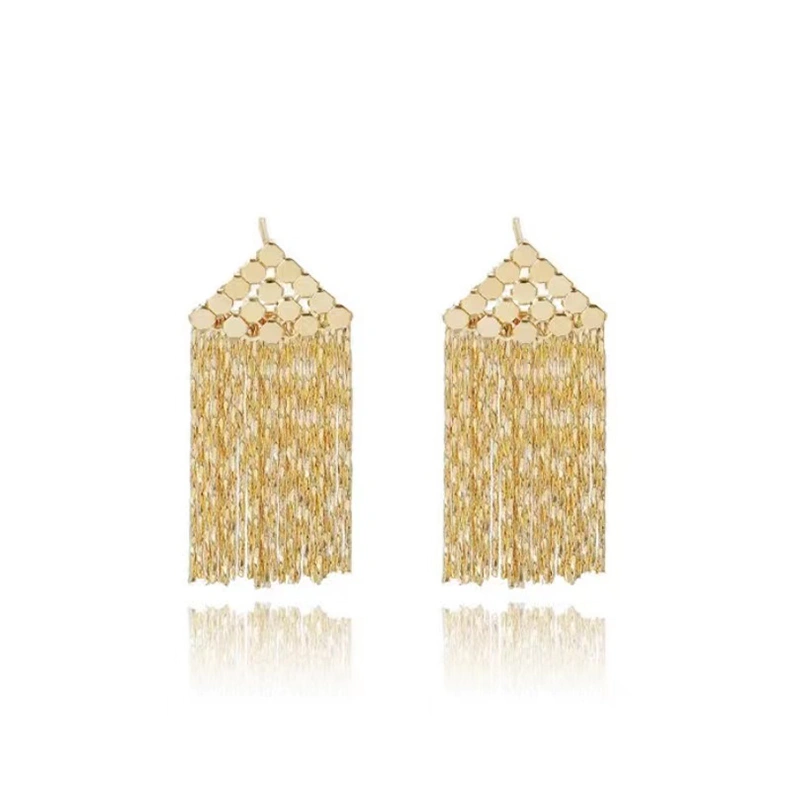 Light Luxury Small Simple Metal Tassel Earrings