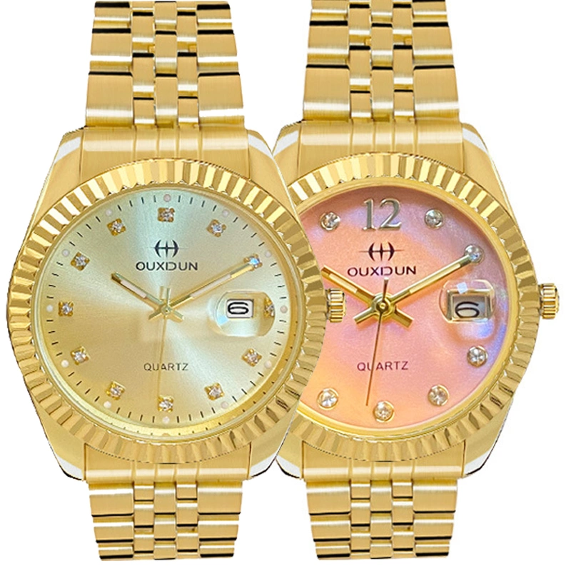 Gold watch men's and women's couple's commemorative watch