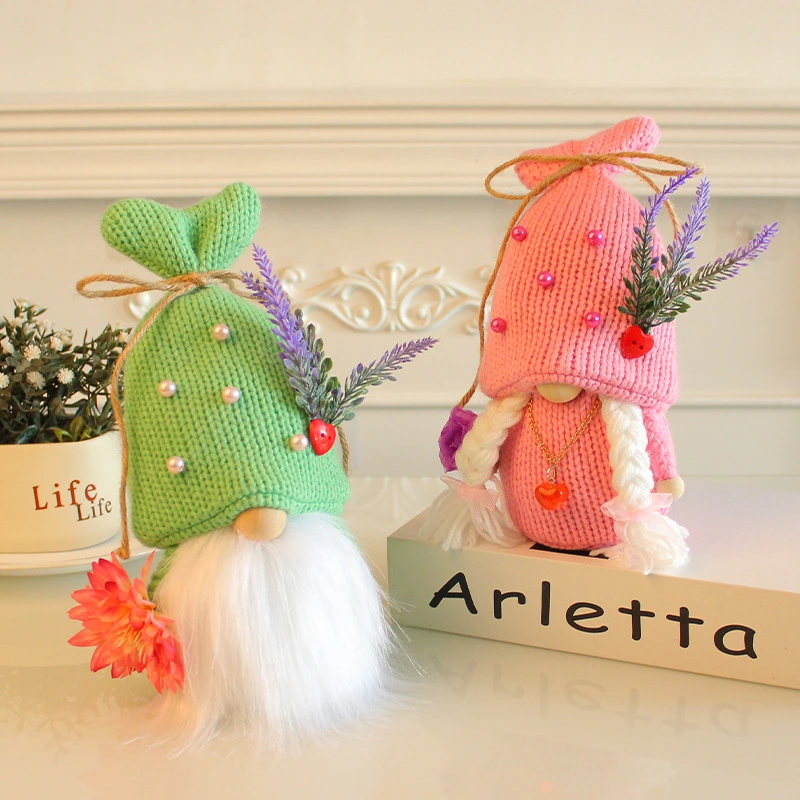 Mother's Day Knitted Hat Doll Desktop Decoration