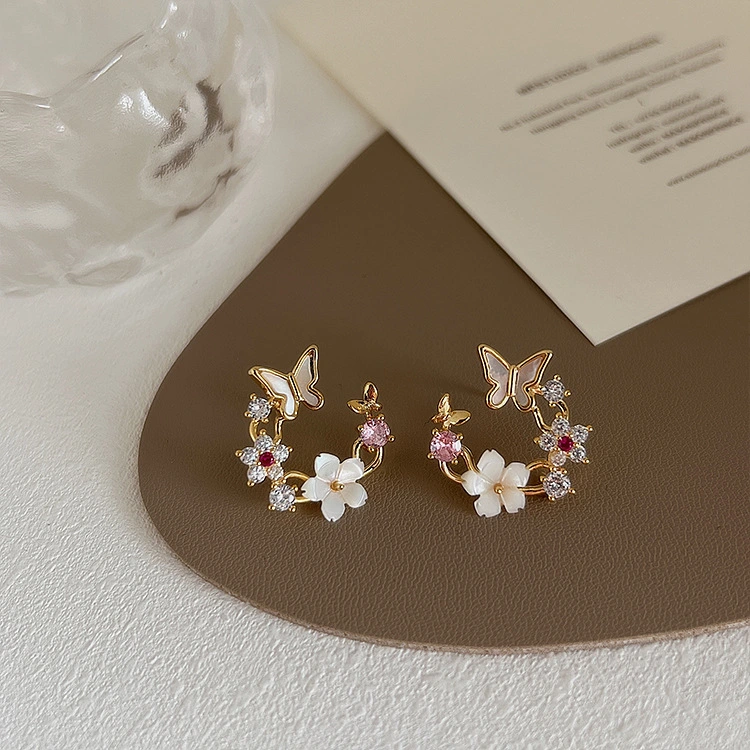 Shell Flower Butterfly Ear Stud