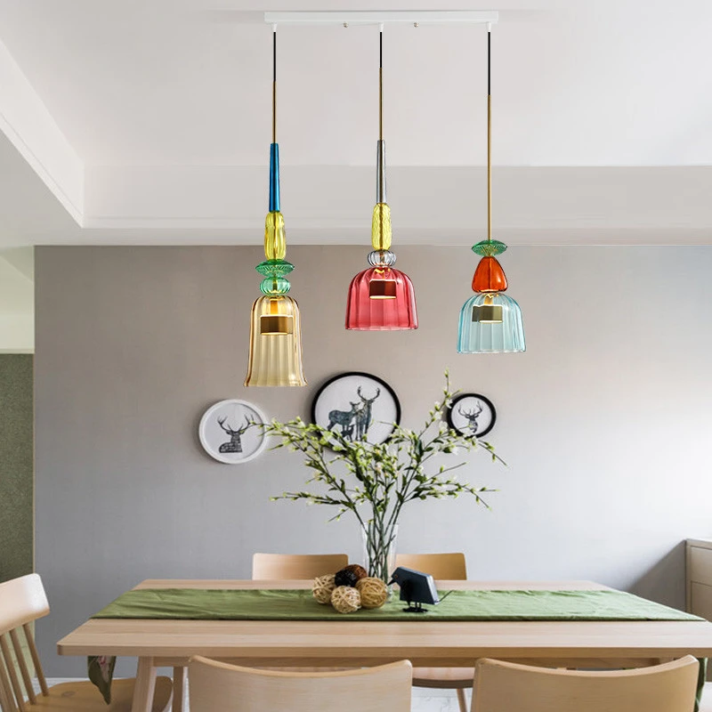 Nordic Colorful Candy Chandelier Simple Living Room Single Head