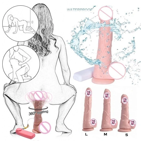 Electric Realistic G-spot Orgasm Women Sex Dildo Swinging Rotating Dildo with Suction Cup Vibrator Penis Masturbation Sex Toys for Women S/M/L 3 Size Choose