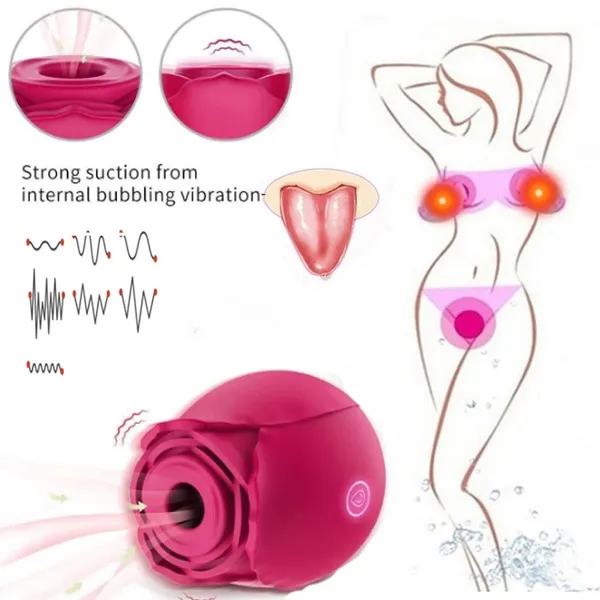 Rose Shape Vagina Sucking Vibrator Intimate Good Nipple Sucker Oral Licking Clitoris Stimulation Powerful Sex Toys for Women