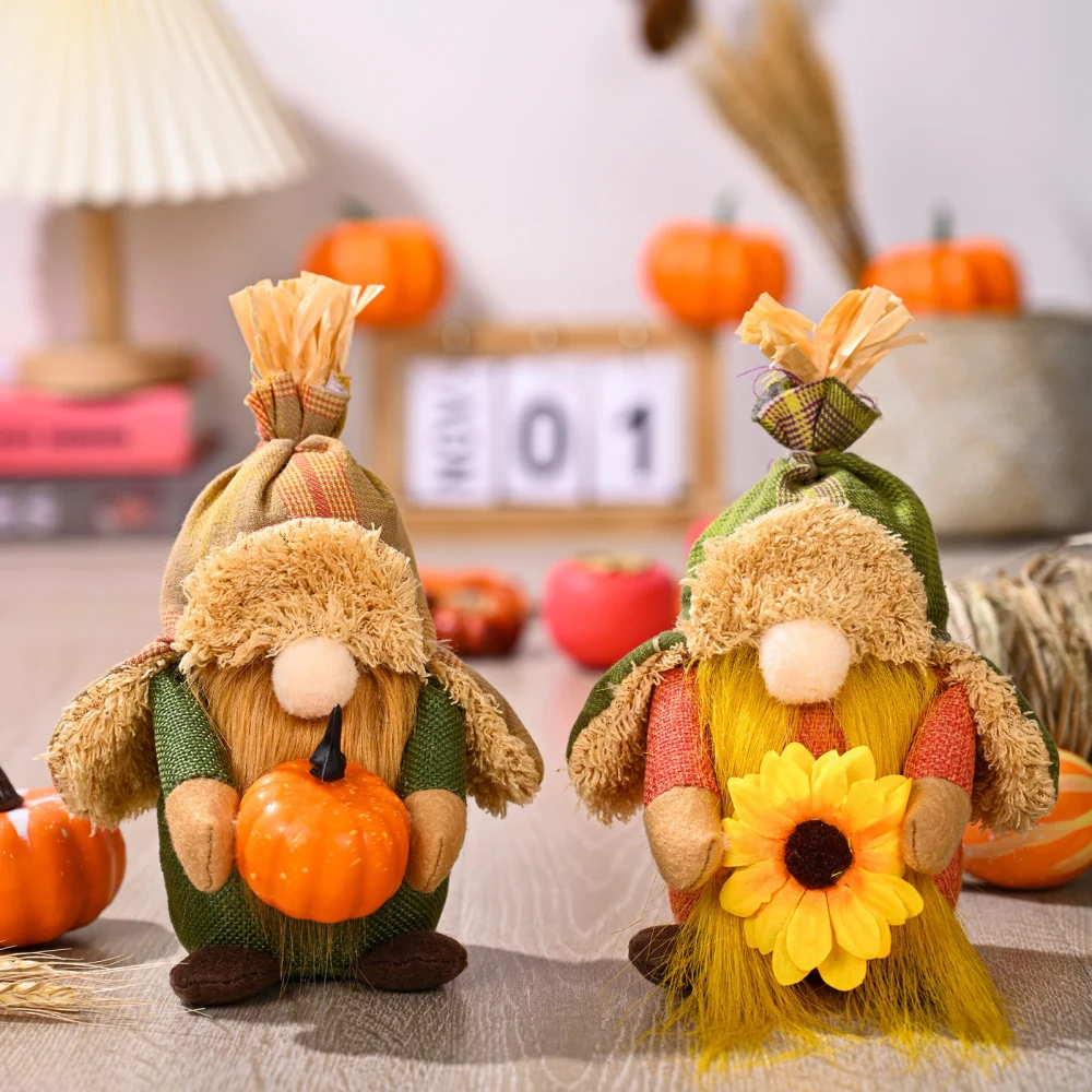 Harvest Season Plush Hat With Pumpkin Faceless Doll