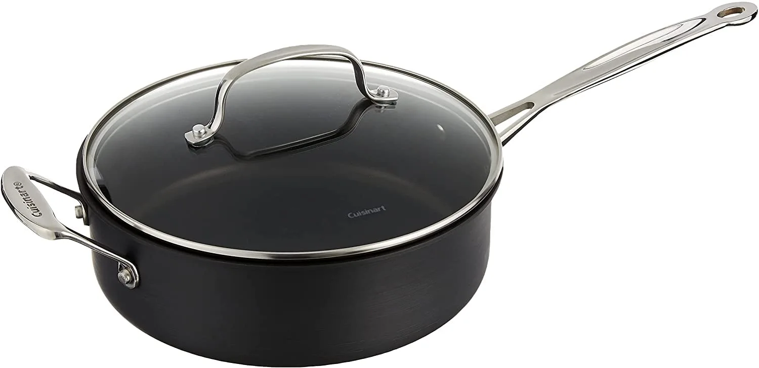 Cuisinart 633-24H Chef's Classic Nonstick Hard-Anodized 3-1/2-Quart Saute Pan with Helper Handle and Lid , Black