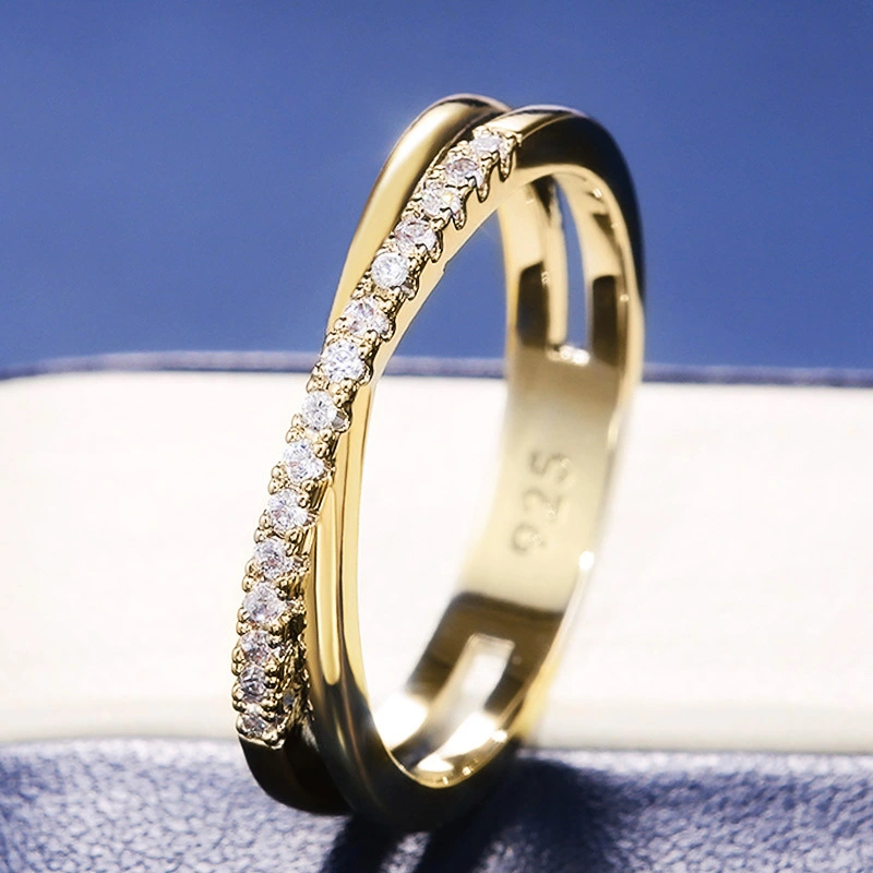Women's Fashion Simple Two-color Copper Silver-plated Ring