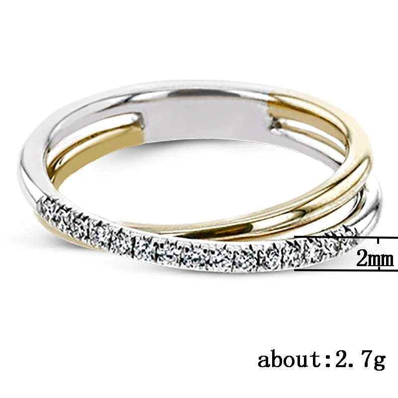 Women's Fashion Simple Two-color Copper Silver-plated Ring