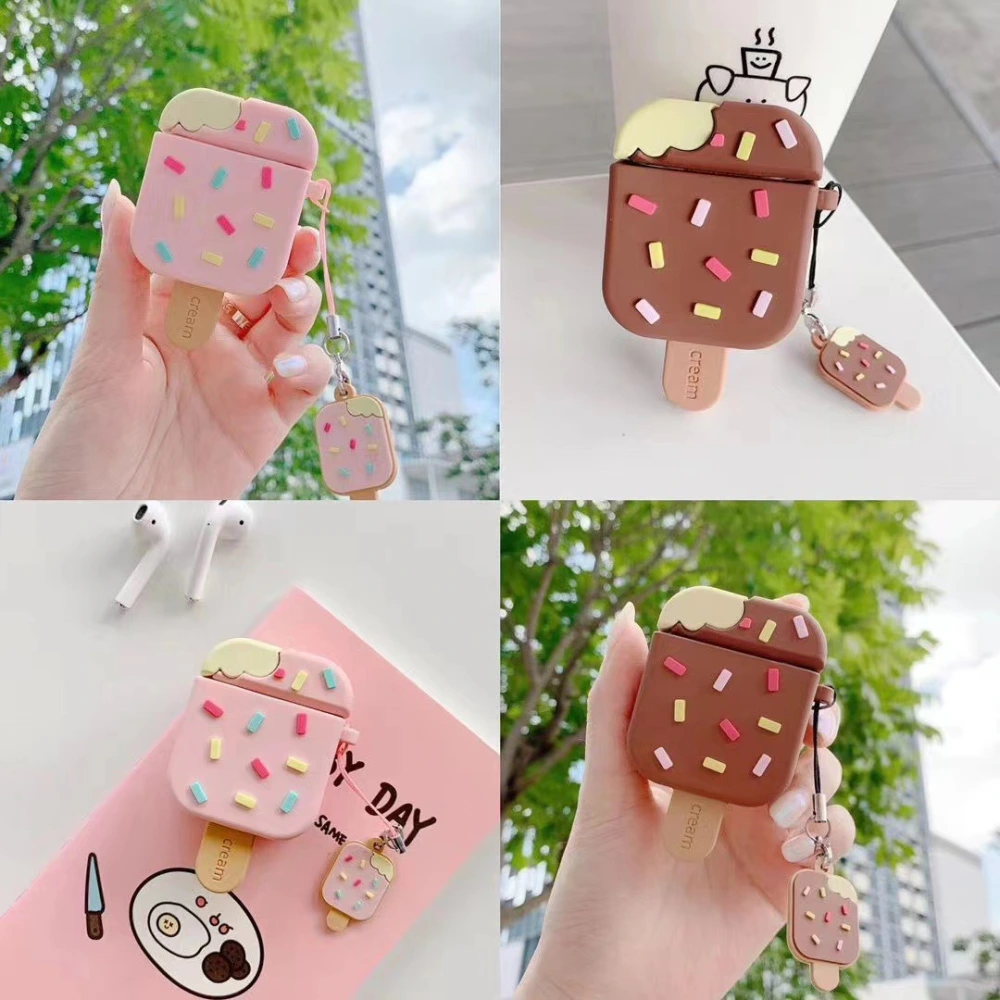 Creative Cream Ice Sucker Earphone Case Silicone Protective Sleeve