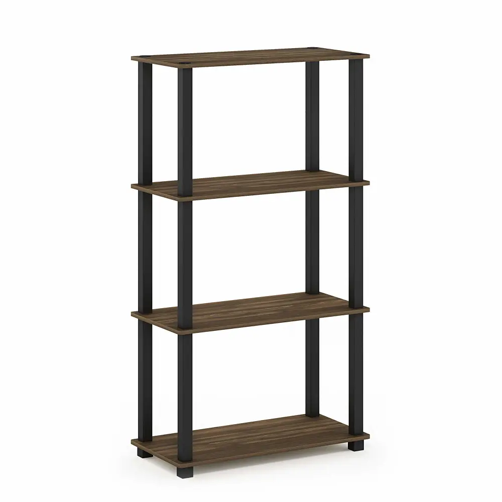 Furinno Turn-N-Tube 4-Tier Multipurpose Shelf Display Rack, Square Tube, Columbia Walnut/Black