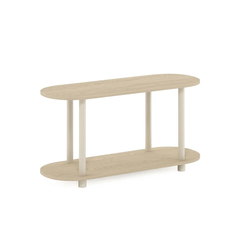 Furinno Turn-N-Tube No Tools Modern Oval Side Table, Bauhaus Oak/Beige