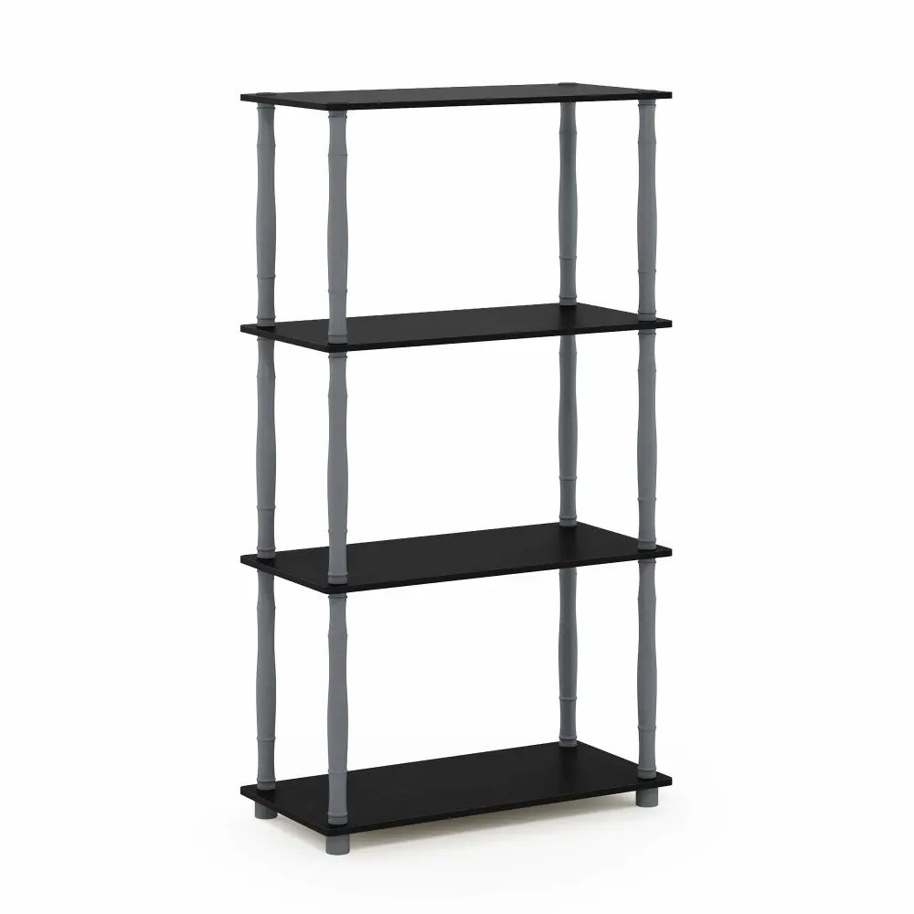 Furinno Turn-N-Tube 4-Tier Multipurpose Shelf Display Rack, Classic Tubes, Black/Grey