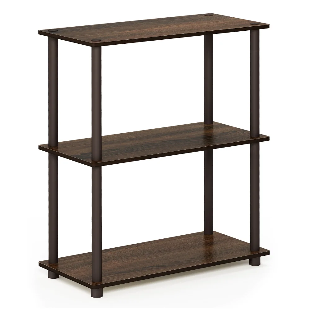 Furinno Turn-N-Tube 3-Tier Compact Multipurpose Shelf Display Rack, Walnut/Brown