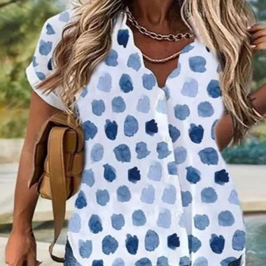 Printed Mid-length Short Sleeve See-through Spring And Summer Shirt