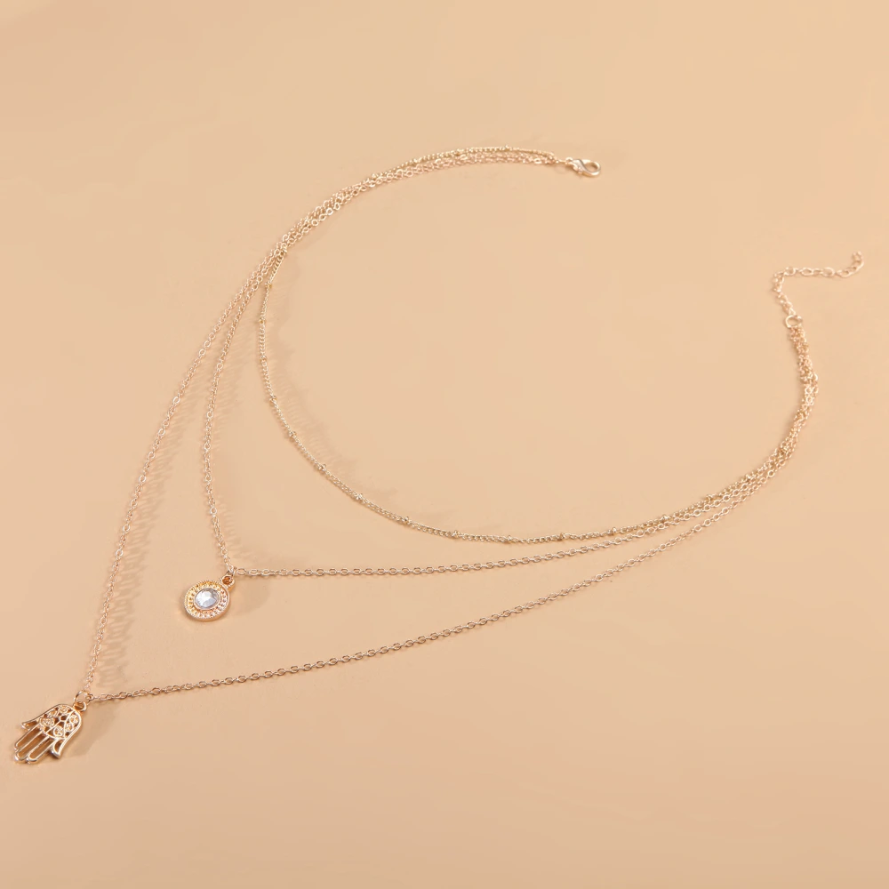 Elegant Graceful Gem Palm Twin Necklace Clavicle Chain