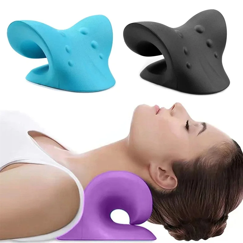 Neck Massage Pillow Neck Shoulder Cervical Chiropractic Traction Device Massage Pillow for Pain Relief Body Neck Massager