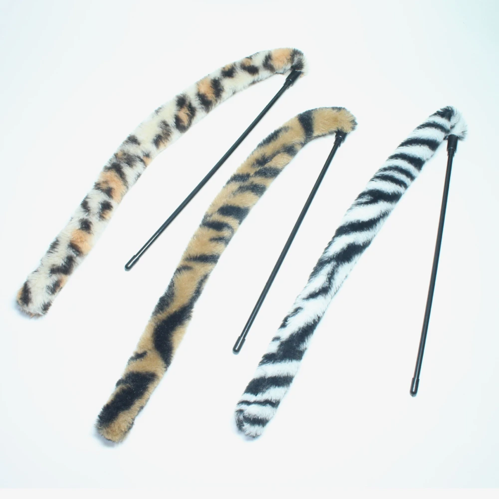 Simulated Rabbit Hair Leopard Print Tail Cat Teaser Stick