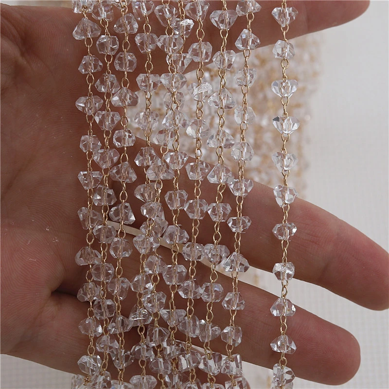 Crystal Zircon Cut Angle Irregular Handmade Chain