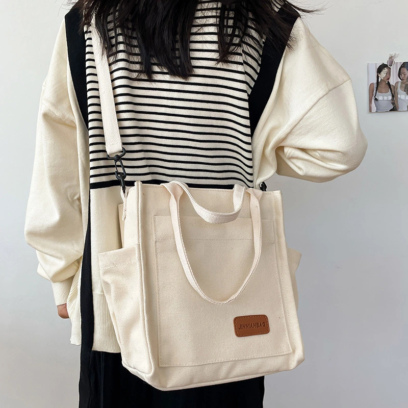 Women's Fashionable And Versatile Solid Color Thousand Layer Canvas Bag