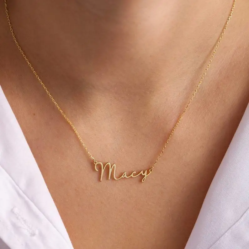 Stainless Steel Signature Nameplate Necklace