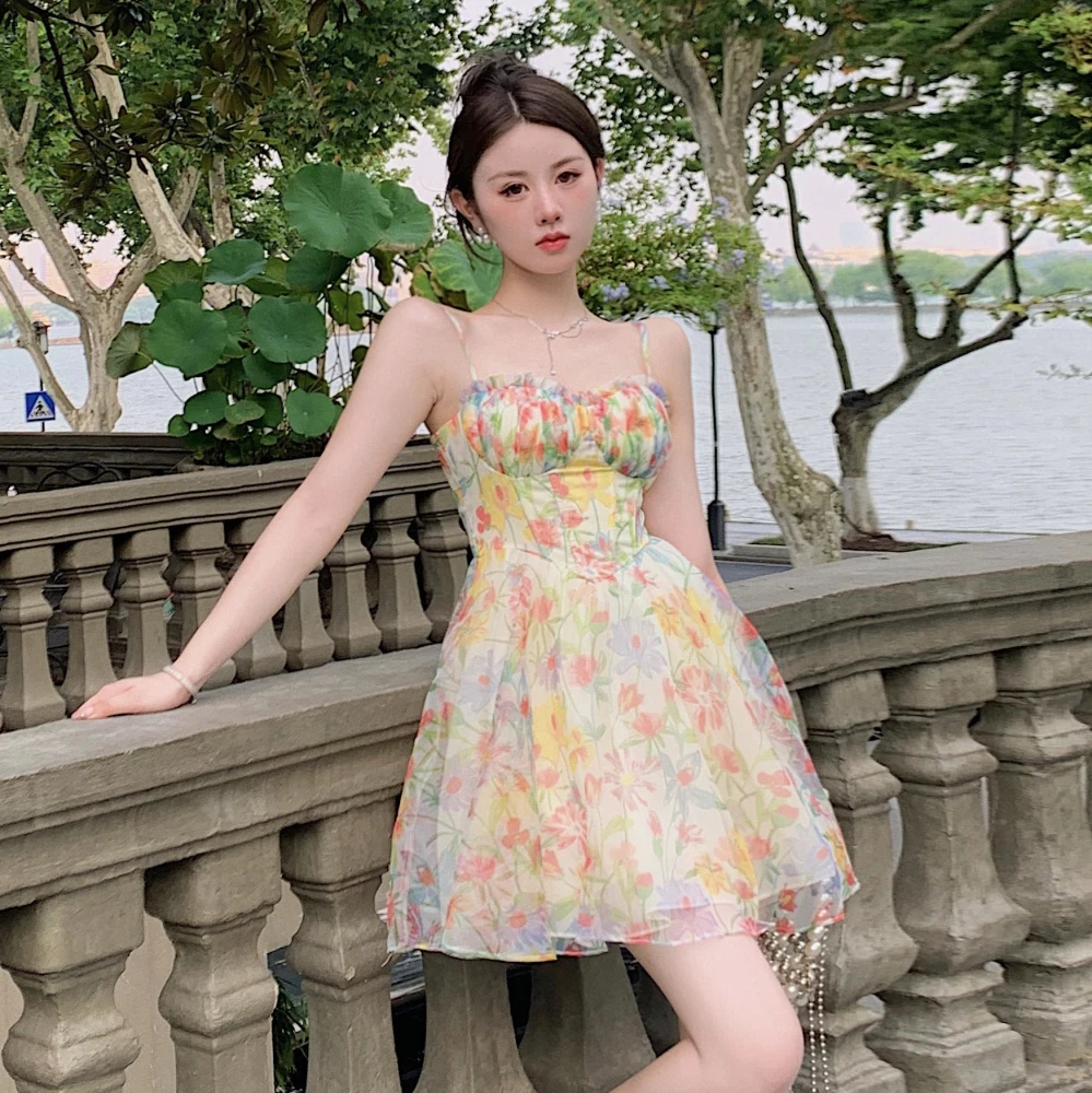 Women's Floral Bra With Suspender Dress