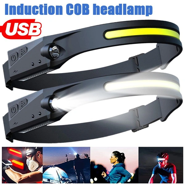 Super Bright LED Headlamp Flashlight Rechargeable Life Waterproof Headlight with Induction for Outdoor Sports Camping Cycling Hiking Fishing